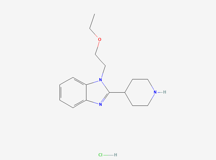 2D chemical structure for 1-(2-Ethoxyethyl)-2-(piperidin-4-yl)-1H-benzo[d]imidazole hydrochloride sesquihydrate